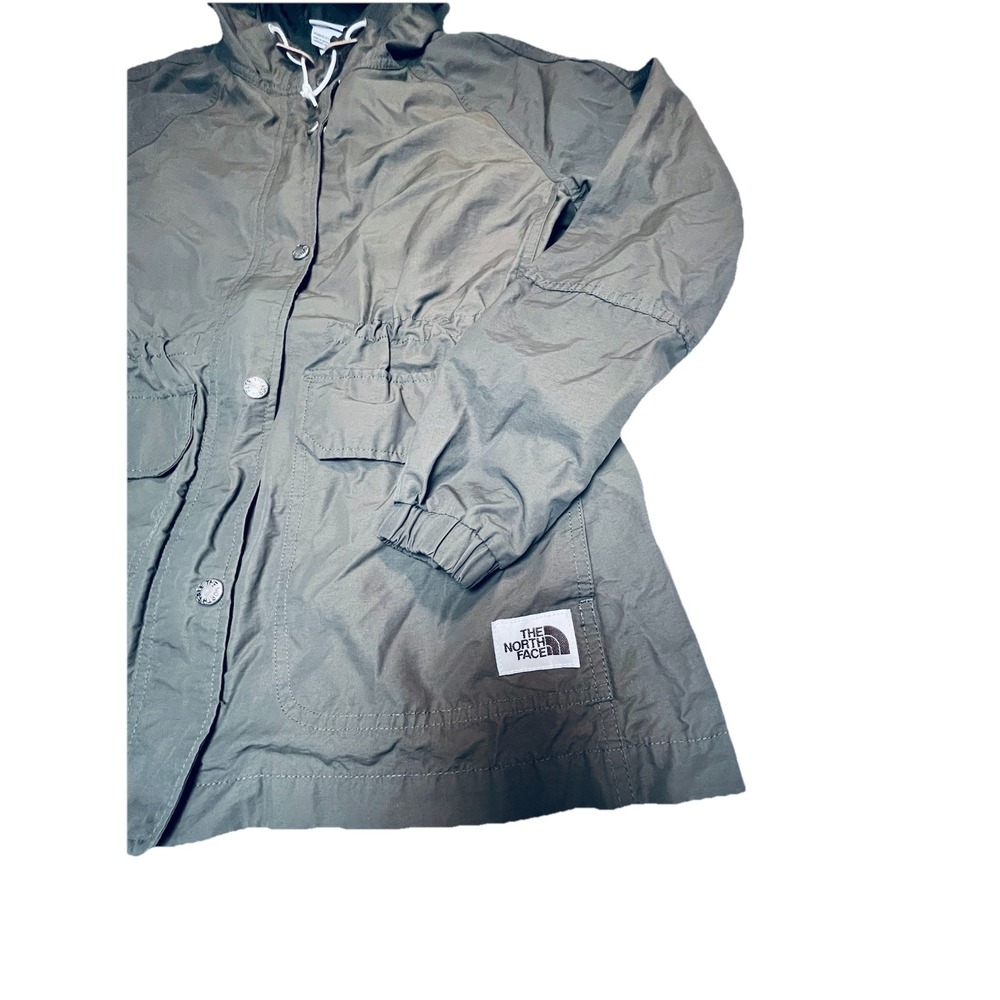 The North Face Women Rainsford Jacket Taupe Green Rain Parka Hooded Med - Picture 2 of 16